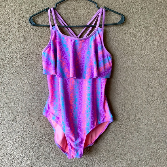 purple leopard print bathing suit